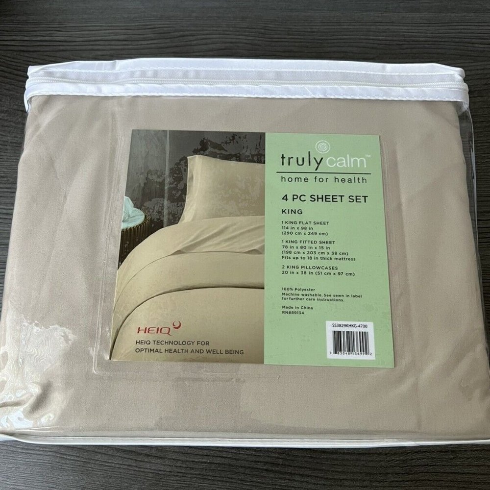 Truly Calm- Antimicrobial Microfiber Sheet Set - King Size/ Khaki